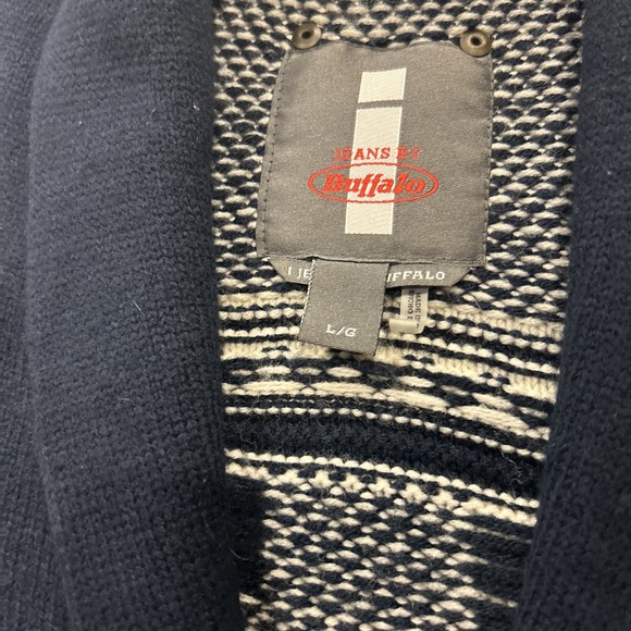 Jeans By Buffalo Cardigan Shawl Button‎ Knit Sweater Men L Grandpa Acrylic Wool - Picture 2 of 9